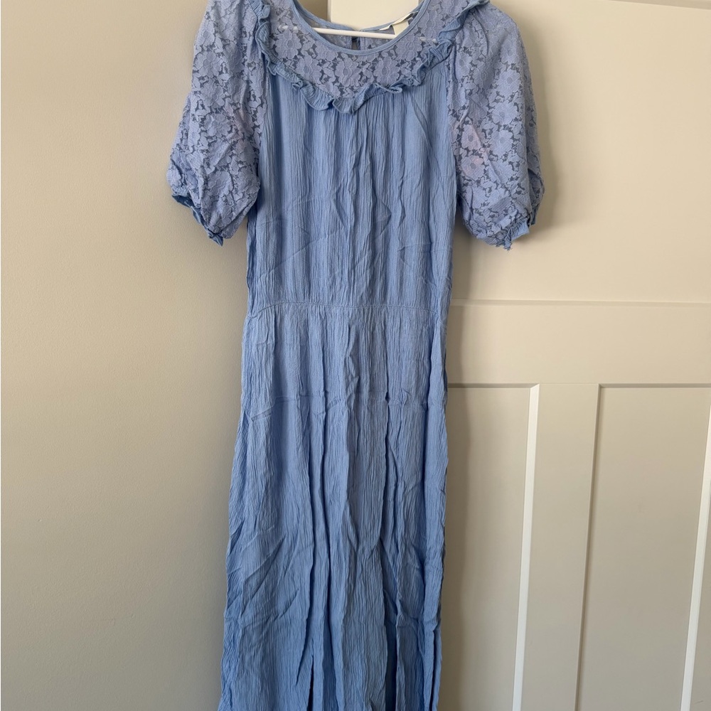 H&M Light Blue Lace Sleeve Dress